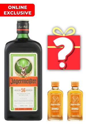JAGERMEISTER 750ML + 2 X 20ML JAGERMEISTER ORANGE + MYSTERY GIFT FOR FREE