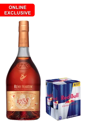 REMY MARTIN 1738 750ML + COMPLIMENTARY RED BULL 250ML 4Pack