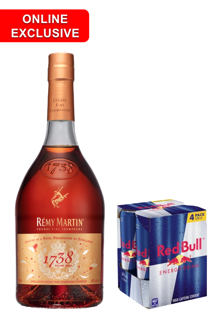 REMY MARTIN 1738 750ML + COMPLIMENTARY RED BULL 250ML 4Pack