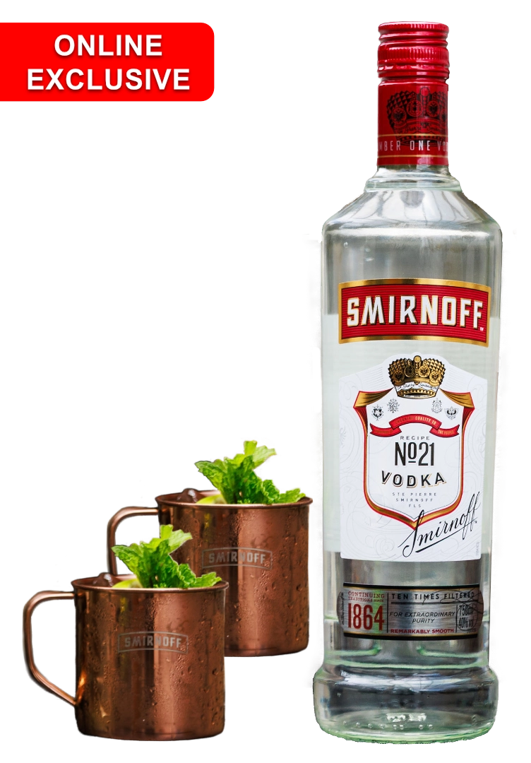 SMIRNOFF 21 750ML + GET 2 COPPER CUPS FREE