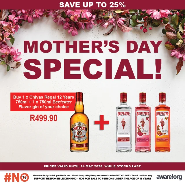 Mother's Day Special Valid Until 14 May 2025

Amazing Special Available In Store!

STAY SAFE - ORDER ONLINE

NOT FOR PERSONS UNDER THE AGE OF 18

#Johannesburg #Southafrica #Gauteng #BestLiquourPrices